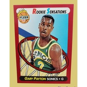 1991 Fleer Gary Payton Sonics  ROOKIE SENSATIONS NBA Basketball Card #9 RC NM-MT